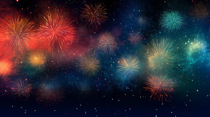 Beautiful fireworks background at night for holiday decoration