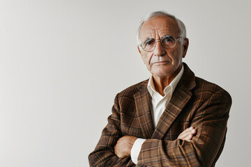 Obraz premium Portrait of Handsome elderly senior man posing in suit 