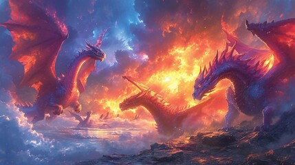Dragon Dance Party: A Fantasy Adventure in the World of Fire Dragons Generative AI