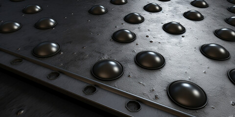 Rivets iron column look modern and futuristic with shiny coat of gray paint Steel background