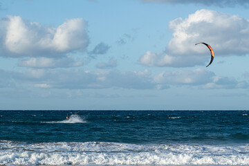 Kite surfing.Windsurf.Kite boarding.
To fly a kite. Surfers of all ages train in the Mediterranean. Flying a kite on the beaches of Cyprus.
