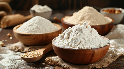 Fototapeta na wymiar Bowls of gluten free flour