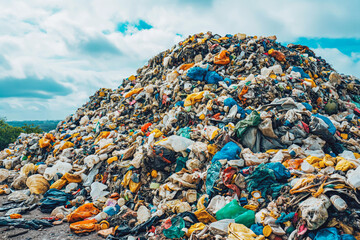 Significant pile of domestic waste emphasizing the pressing environmental issue of over consumption and subsequent waste generation