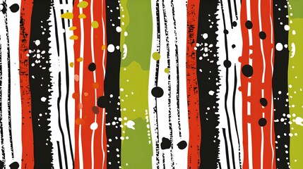 abstract seamless african pattern dashed lines, red, black, green, white