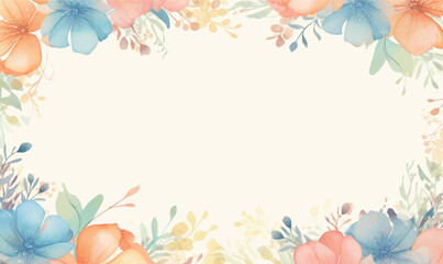 Fototapeta premium watercolor background frame with flowers