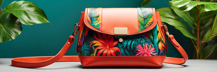 Tropical textured leather bag