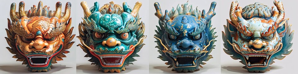 Dragon Masks: A Celebration of Asian Culture and Tradition Generative AI