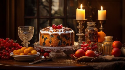 Portuguese Bolo Rei is a traditional Chrismas cake. Neural network AI generated art