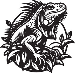 Chameleon Bunglon Iguana Vector Ilustration Logo Concept - obrazy, fototapety, plakaty