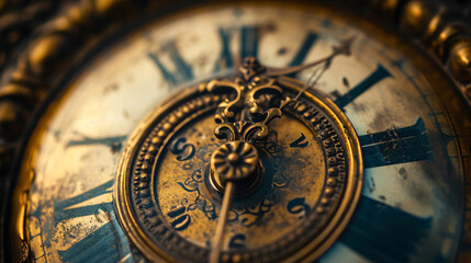 Fototapeta na wymiar Close up old antique classic clock