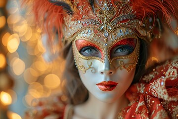 Halloween Mardi Gras Masked Beauty Generative AI