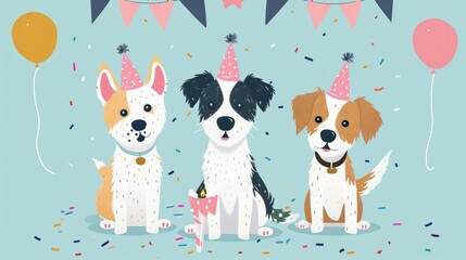 Whimsical birthday card featuring adorable dogs.