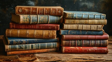 Stack of Vintage Books: A Timeless Treasure Generative AI