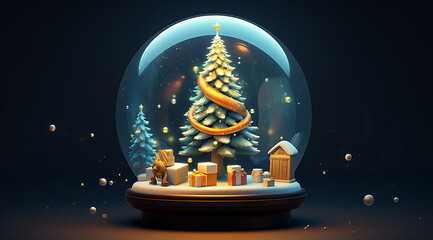 Obraz na płótnie Canvas a snow globe with a christmas tree on it sitting. Generative AI