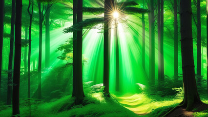 Sunrise in the Enchanted Forest: A Dance of Light and Shadows