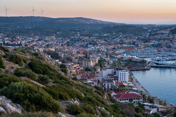Obraz premium Cesme Town view from hill in Turkey