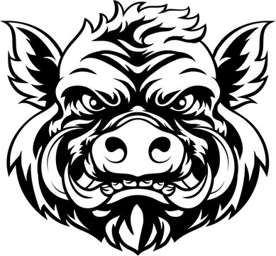 recommend clip art: A wild boar hog razorback warthog sports mascot cartoon pig character