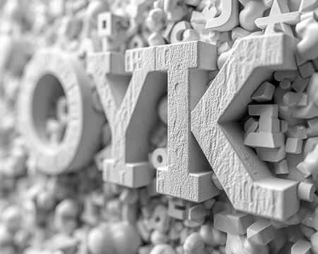 Beautiful 3D background with Latin letters OYK
