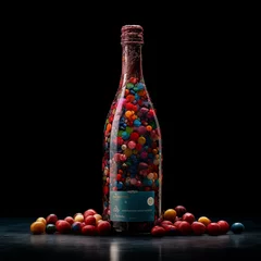 Fotobehang Bottle of wine in a surrealism environment © Jeroen