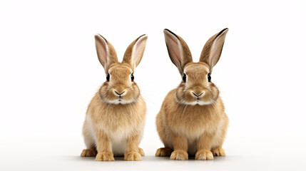 Rabbits isolated on a white background.