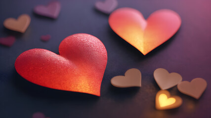 Fototapeta premium Love symbol, concept for Valentine's Day, wedding etc. Heart elements for love concept design. AI generated image