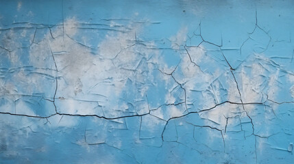 Crack on a blue concrete wall