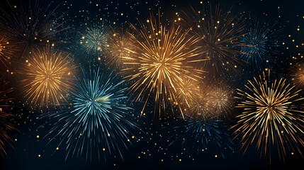 Happy New Year, burning fireworks with bokeh light background