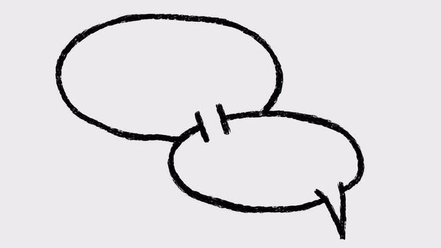 2d animation of appearance of hand-drawn speech bubble with boil effect. 4K video with alpha-channel.