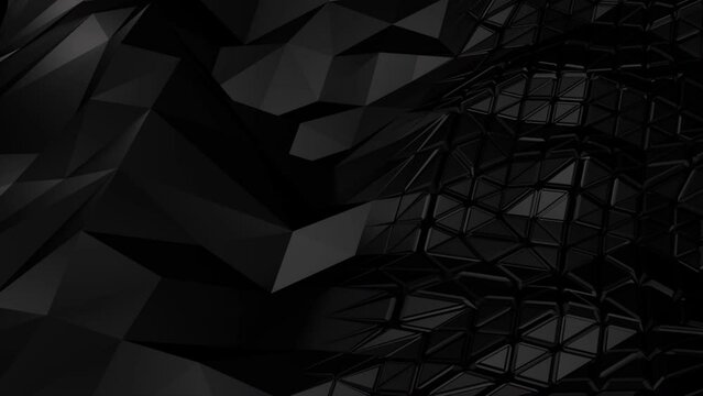 Abstract 3D Dark Background. Black Geometric Background.