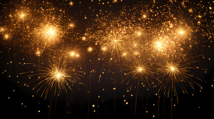 Happy New Year, burning fireworks with bokeh light background