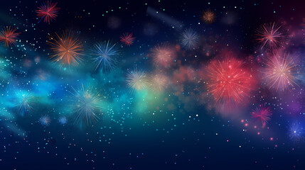 Obraz premium Happy New Year, burning fireworks with bokeh light background