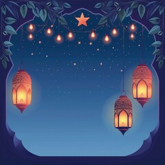 Fototapeta premium ramadan kareem banner background- Ramadan kareem islamic festival greeting card background, ramadan kareem lantern with minner background