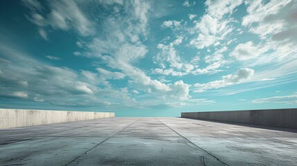 Sky and Concrete Floor Horizon presentation backdrop. generative AI