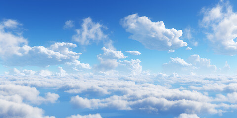 Naklejka na ściany i meble Some Fluffy White Clouds In The Blue Sky Background