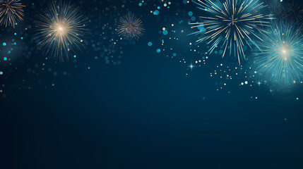 Happy New Year, burning fireworks with bokeh light background