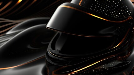 Elegant style background. Black glossy helmet. luxury background. Typography design and vectorized 3D illustrations on the background