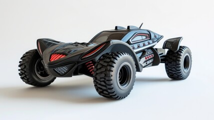 Radio controlled car with control joystick isolated on the white background