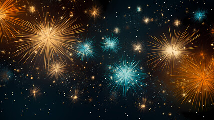 Naklejka premium Beautiful creative holiday background. Fireworks and sparkles