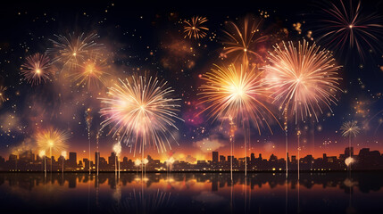 Beautiful creative holiday background. Fireworks and sparkles