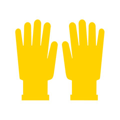 Vector illustration of yellow construction gloves. Protective gloves while working isolated on white background.