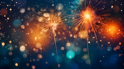 Obraz premium Beautiful creative holiday background. Fireworks and sparkles