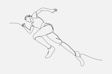 sprint runner in single continuous line drawing style. editable stroke. vector illustration