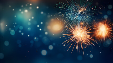 Naklejka premium Beautiful creative holiday background. Fireworks and sparkles