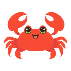 Vector cartoon illustration with cute crab