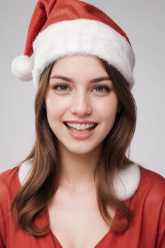 Woman Wearing Santa Hat Portrait