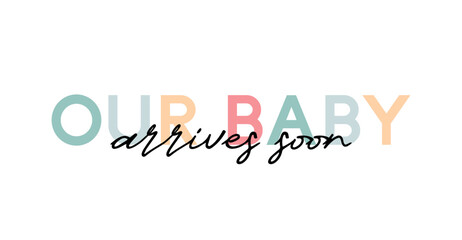 Сard template with a multi-colored inscription. Vector illustration for gender reveal party	