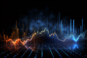 Blue Finance Graph and Investment Bar: Market Chart of Business Increase