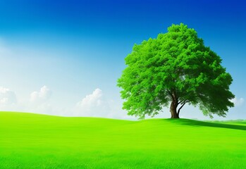 Background green horizon with tree