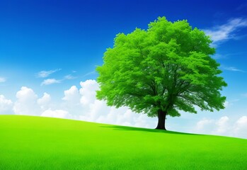 Fototapeta premium Background green horizon with tree