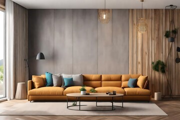 living interior with attractive sofa